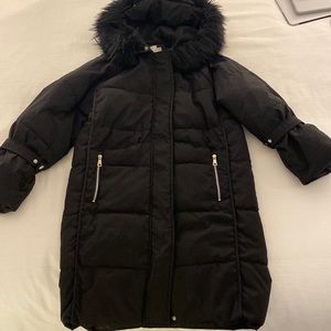 Princess Polly Black Puffer Jacket with Removable Fur Hood